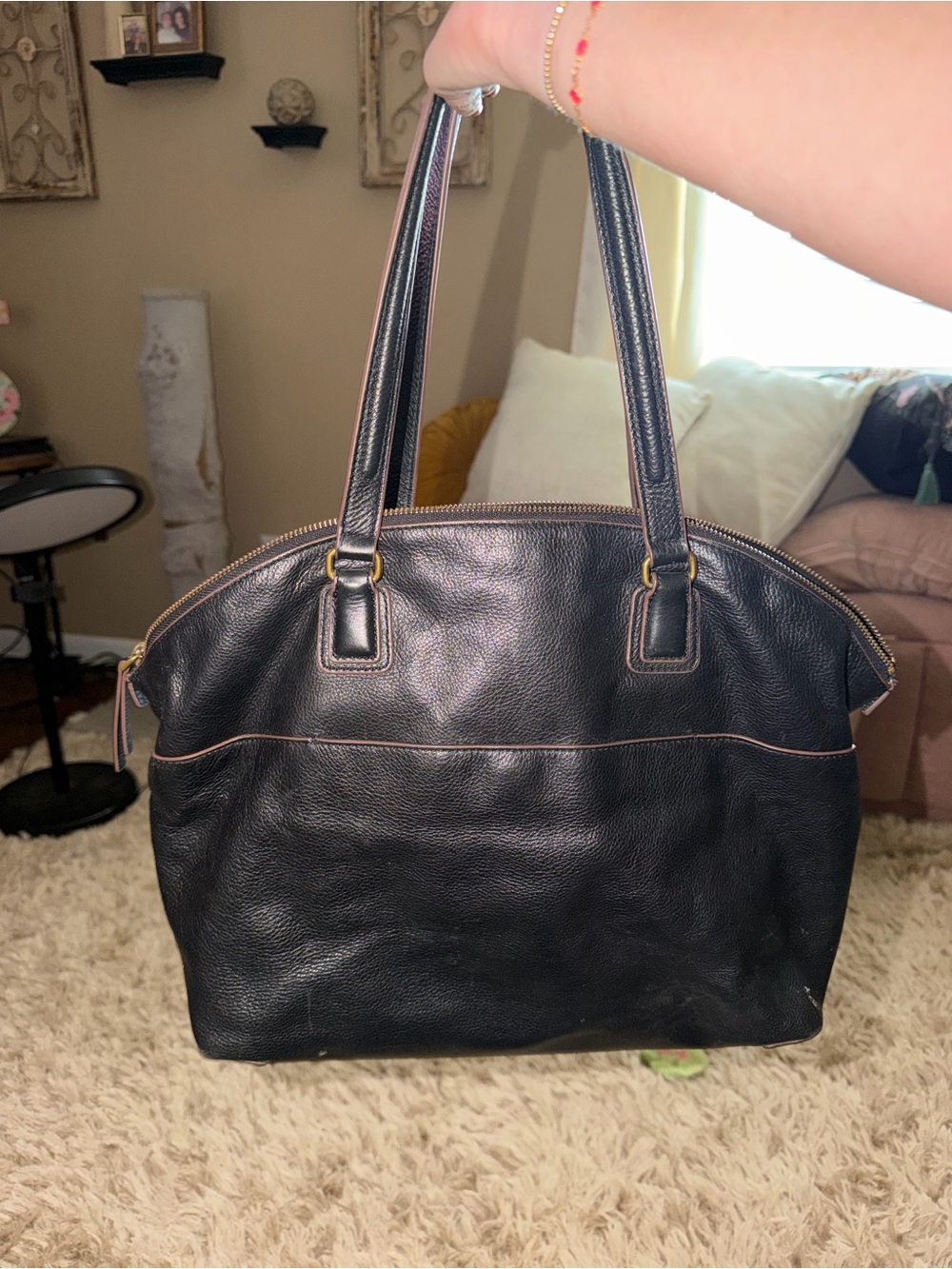 Fossil Black Pebbled Leather Shoulder Bag